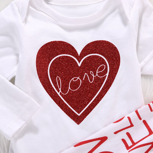 Newborn Infant Baby Boy Girl Clothes Love Heart Bodysuit Romper Pant - cutebobo