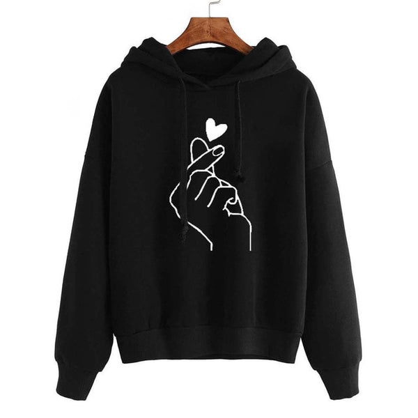 Finger Heart Love Pattern Hooded Sweatshirts - cutebobo