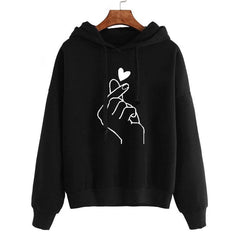 Finger Heart Love Pattern Hooded Sweatshirts - cutebobo