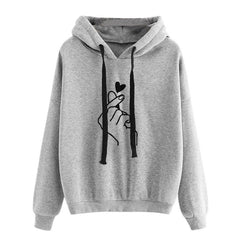 Finger Heart Love Pattern Hooded Sweatshirts - cutebobo