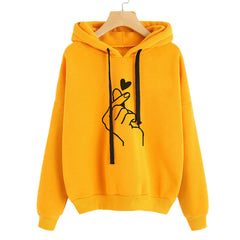 Finger Heart Love Pattern Hooded Sweatshirts - cutebobo