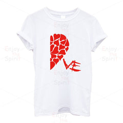 Couple T Shirts Half Red Heart Love Printing - cutebobo