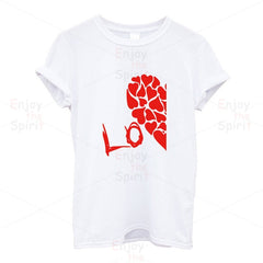 Couple T Shirts Half Red Heart Love Printing - cutebobo