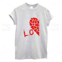 Couple T Shirts Half Red Heart Love Printing - cutebobo