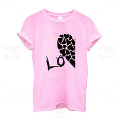 Couple T Shirts Half Red Heart Love Printing - cutebobo