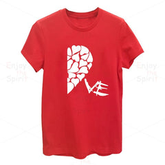 Couple T Shirts Half Red Heart Love Printing - cutebobo