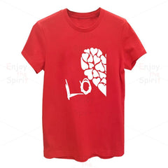Couple T Shirts Half Red Heart Love Printing - cutebobo