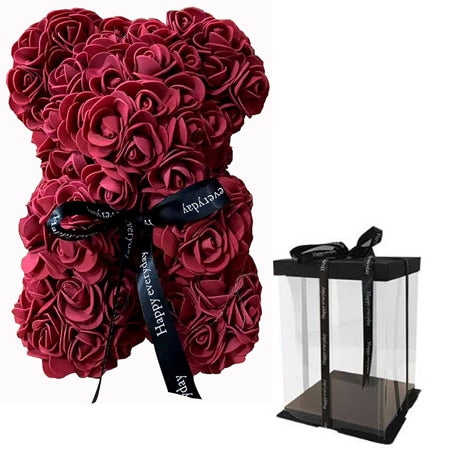 Teddi Bear Rose Flower Artificial Valentines Gift for Women - cutebobo